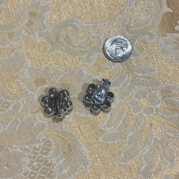 WEISS Smokey Black Art Deco Rhinestone EARRINGS - Picture 9 of 10